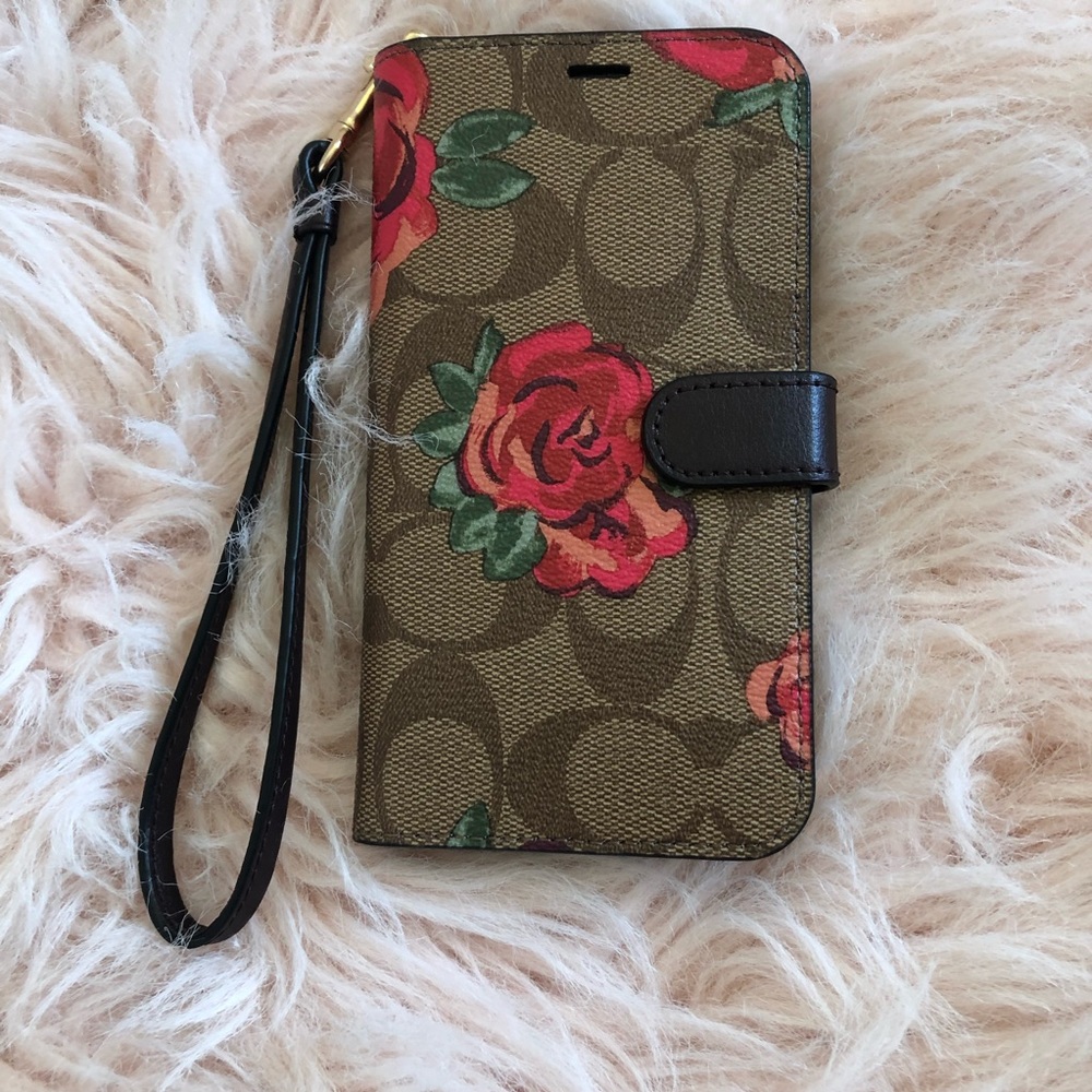 Coach Signature Iphone X XS Cover Khaki Floral